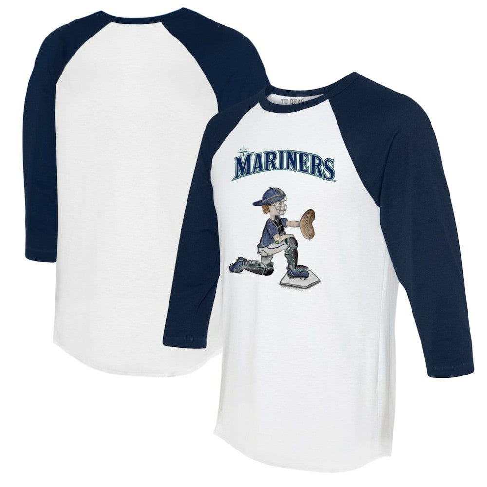 Seattle Mariners Tiny Turnip Women's Caleb 3/4-Sleeve Raglan T-Shirt White/Navy