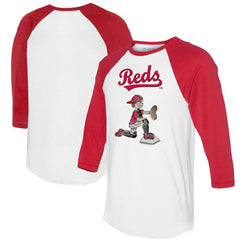 Cincinnati Reds Tiny Turnip Women's Caleb 3/4-Sleeve Raglan T-Shirt White/Red
