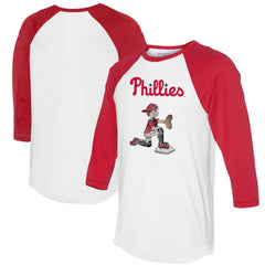 Philadelphia Phillies Tiny Turnip Women's Caleb 3/4-Sleeve Raglan T-Shirt White/Red