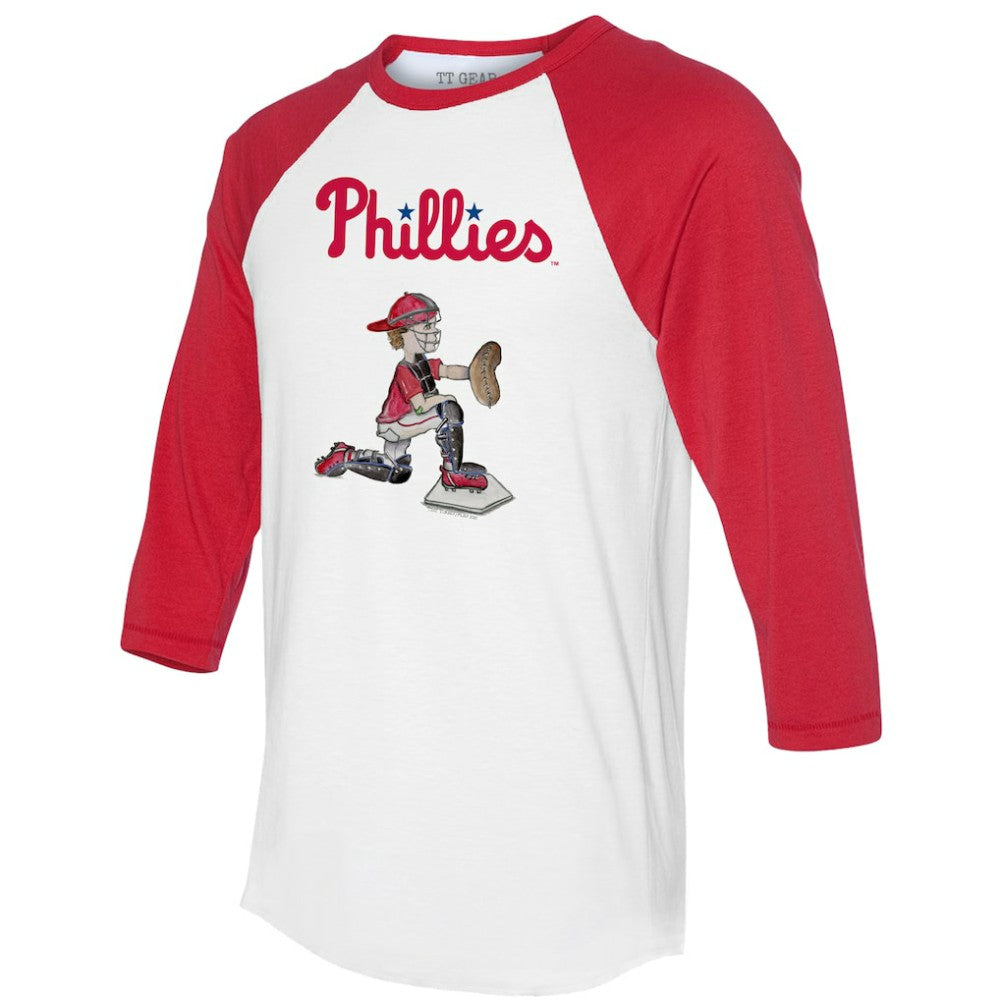 Philadelphia Phillies Tiny Turnip Women's Caleb 3/4-Sleeve Raglan T-Shirt White/Red