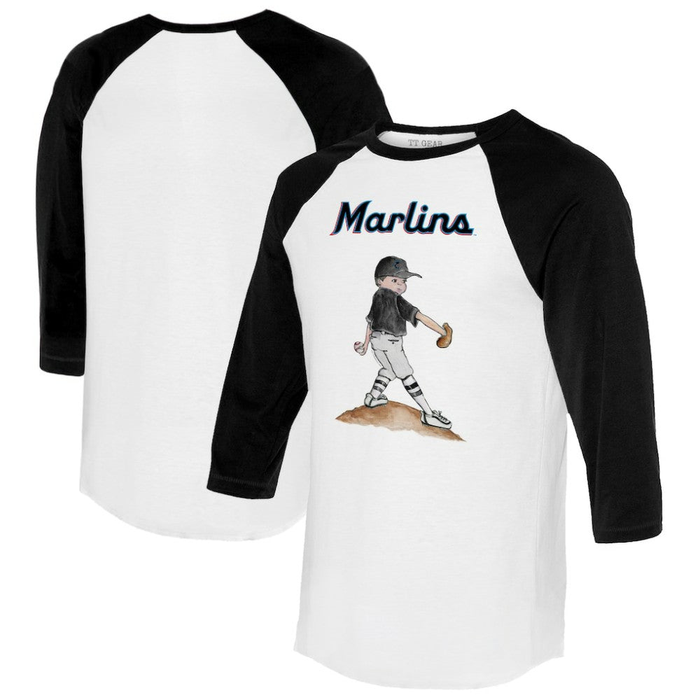 Miami Marlins Tiny Turnip Women's Clemente 3/4-Sleeve Raglan T-Shirt White/Black