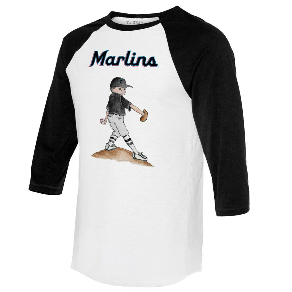 Miami Marlins Tiny Turnip Women's Clemente 3/4-Sleeve Raglan T-Shirt White/Black