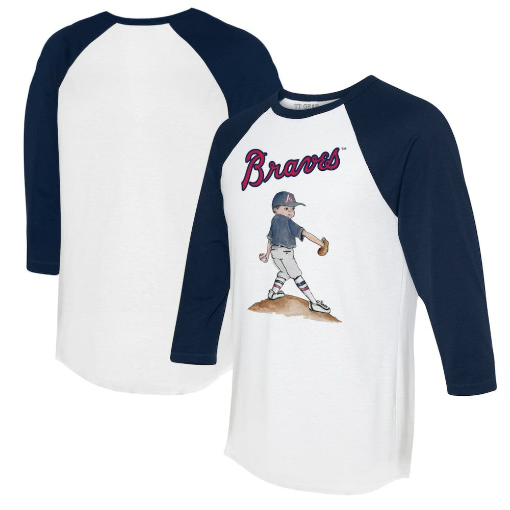 Atlanta Braves Tiny Turnip Women's Clemente 3/4-Sleeve Raglan T-Shirt White/Navy