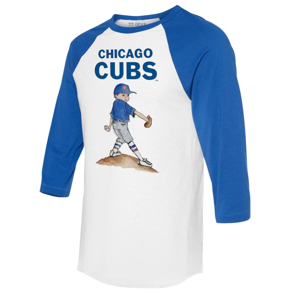 Chicago Cubs Tiny Turnip Women's Clemente 3/4-Sleeve Raglan T-Shirt White/Royal