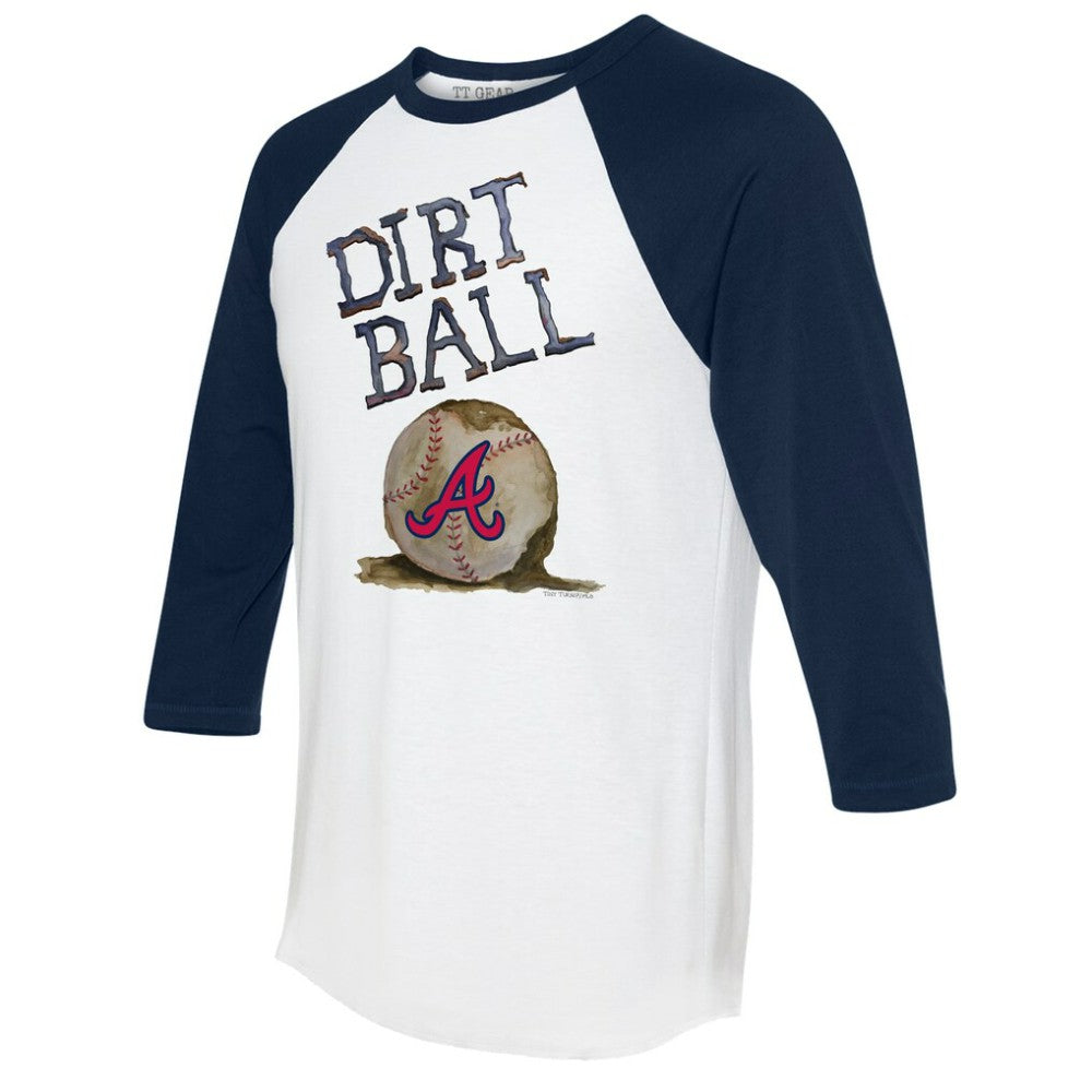 Atlanta Braves Tiny Turnip Women's Dirt Ball 3/4-Sleeve Raglan T-Shirt White/Navy