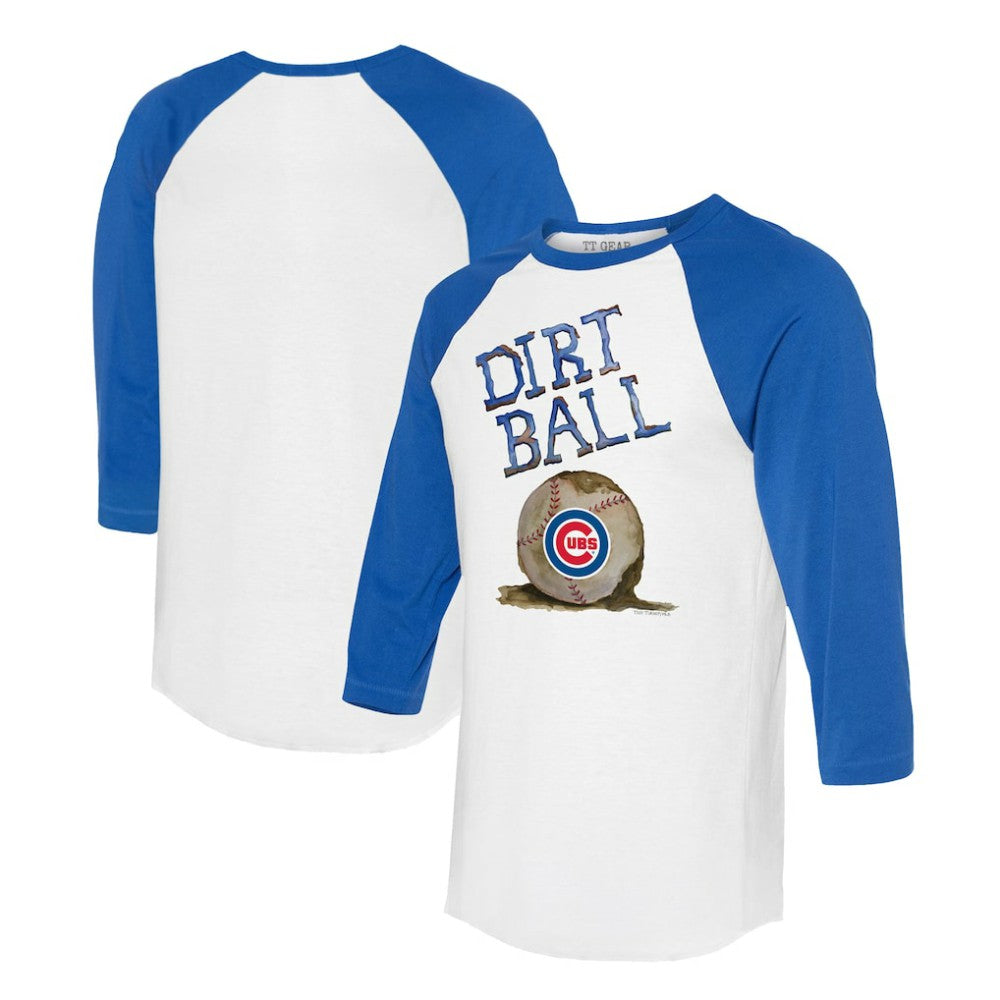 Chicago Cubs Tiny Turnip Women's Dirt Ball 3/4-Sleeve Raglan T-Shirt White/Royal