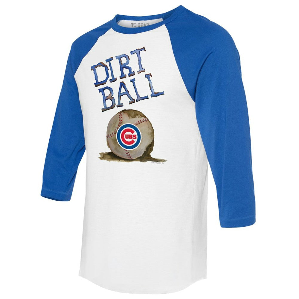 Chicago Cubs Tiny Turnip Women's Dirt Ball 3/4-Sleeve Raglan T-Shirt White/Royal
