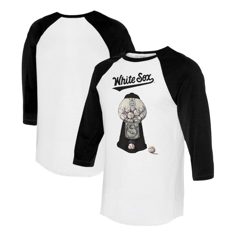 Chicago White Sox Tiny Turnip Women's Gumball Machine 3/4-Sleeve Raglan T-Shirt White/Black