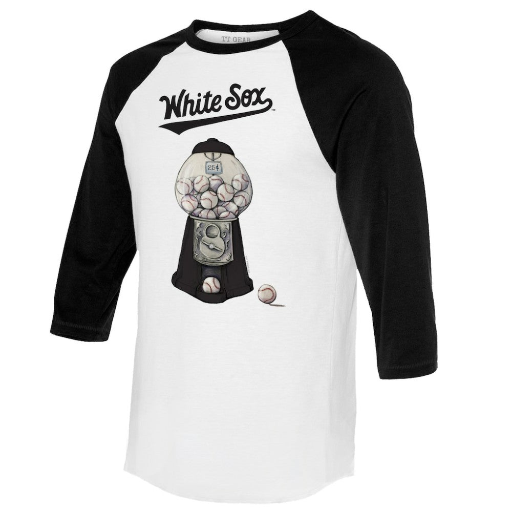 Chicago White Sox Tiny Turnip Women's Gumball Machine 3/4-Sleeve Raglan T-Shirt White/Black
