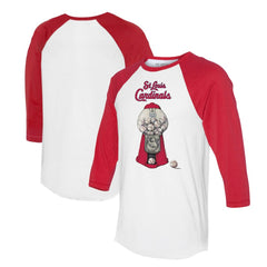 St. Louis Cardinals Tiny Turnip Women's Gumball Machine 3/4-Sleeve Raglan T-Shirt White/Red