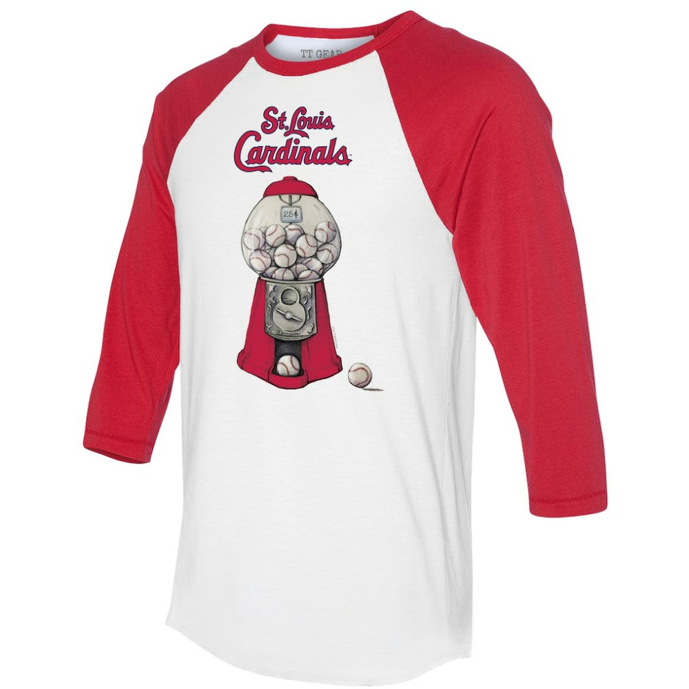 St. Louis Cardinals Tiny Turnip Women's Gumball Machine 3/4-Sleeve Raglan T-Shirt White/Red