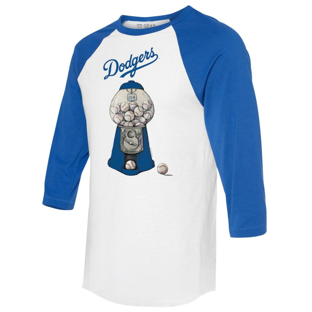 Los Angeles Dodgers Tiny Turnip Women's Gumball Machine 3/4-Sleeve Raglan T-Shirt White/Royal