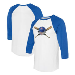 Chicago Cubs Tiny Turnip Women's Hat Crossbats 3/4-Sleeve Raglan T-Shirt White/Royal