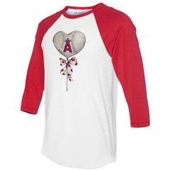 Los Angeles Angels Tiny Turnip Women's Heart Lolly 3/4-Sleeve Raglan T-Shirt White/Red