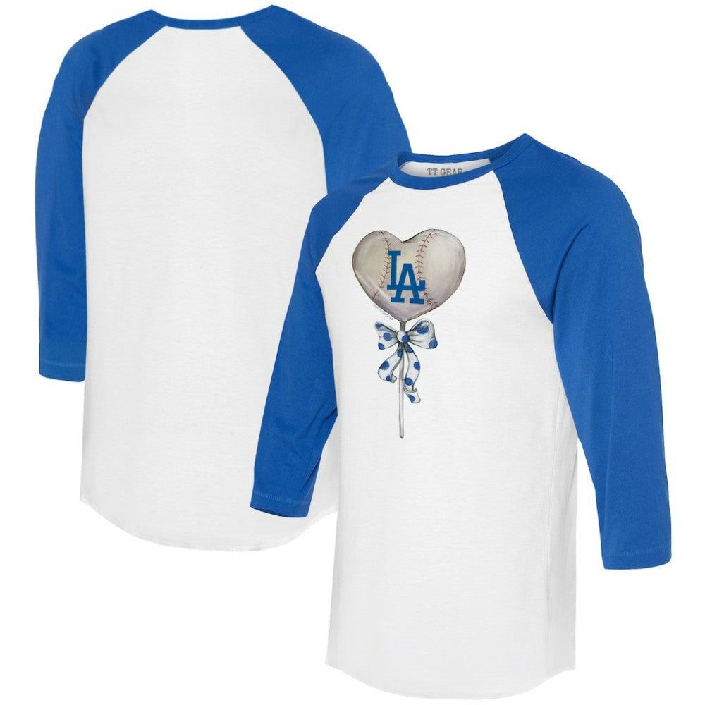 Los Angeles Dodgers Tiny Turnip Women's Heart Lolly 3/4-Sleeve Raglan T-Shirt White/Royal
