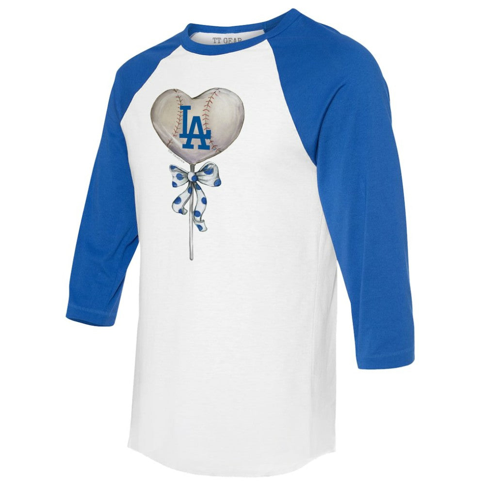 Los Angeles Dodgers Tiny Turnip Women's Heart Lolly 3/4-Sleeve Raglan T-Shirt White/Royal