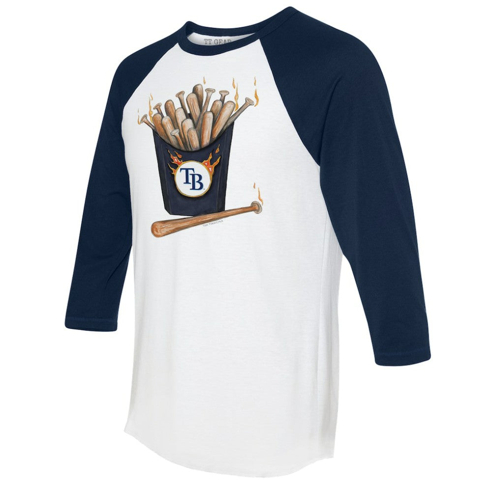 Tampa Bay Rays Tiny Turnip Women's Hot Bats 3/4-Sleeve Raglan T-Shirt White/Navy