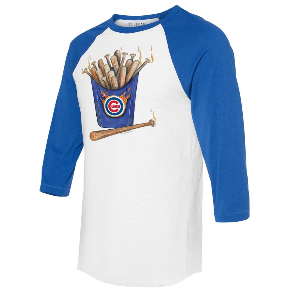 Chicago Cubs Tiny Turnip Women's Hot Bats 3/4-Sleeve Raglan T-Shirt White/Royal