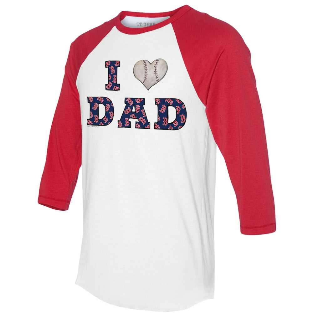 Boston Red Sox Tiny Turnip Women's I Love Dad 3/4-Sleeve Raglan T-Shirt White/Red