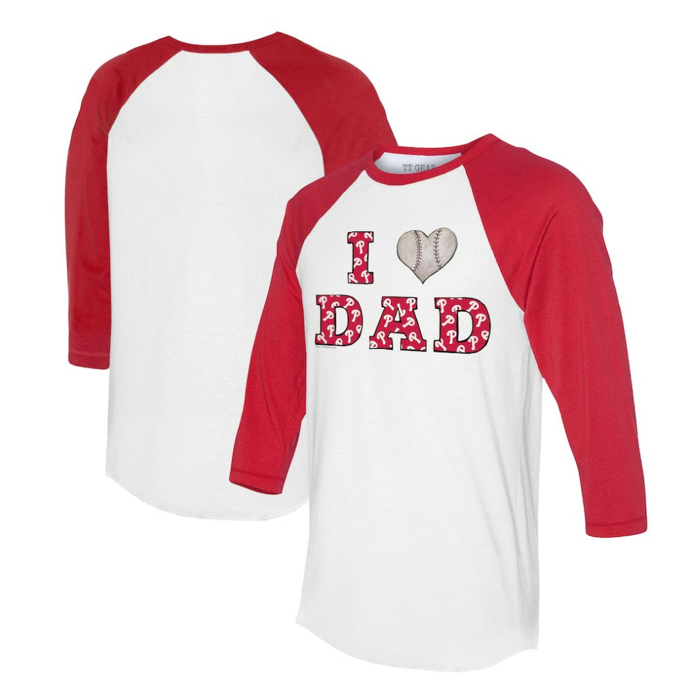 Philadelphia Phillies Tiny Turnip Women's I Love Dad 3/4-Sleeve Raglan T-Shirt White/Red