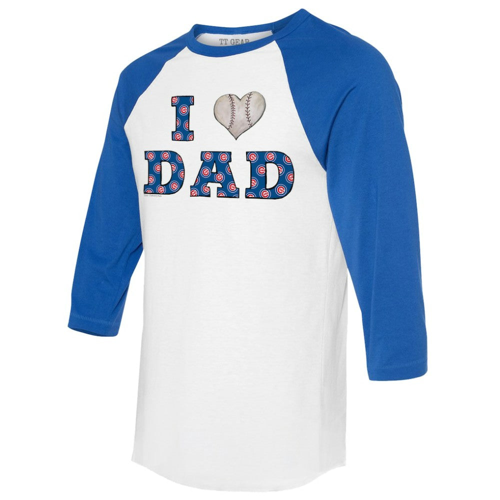 Chicago Cubs Tiny Turnip Women's I Love Dad 3/4-Sleeve Raglan T-Shirt White/Royal