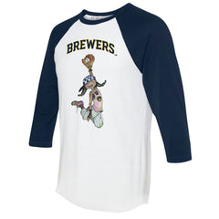 Milwaukee Brewers Tiny Turnip Women's Jada 3/4-Sleeve Raglan T-Shirt White/Navy