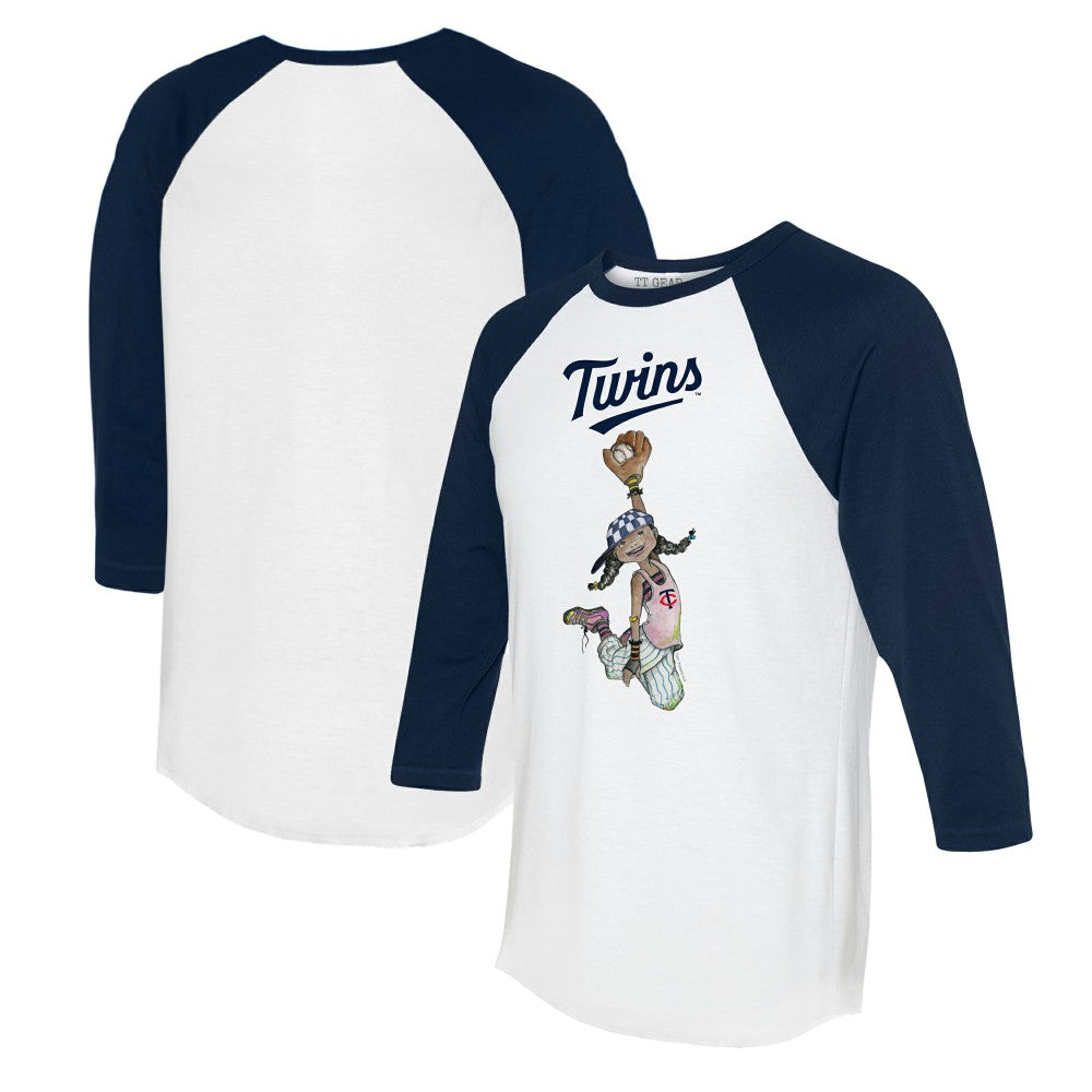 Minnesota Twins Tiny Turnip Women's Jada 3/4-Sleeve Raglan T-Shirt White/Navy