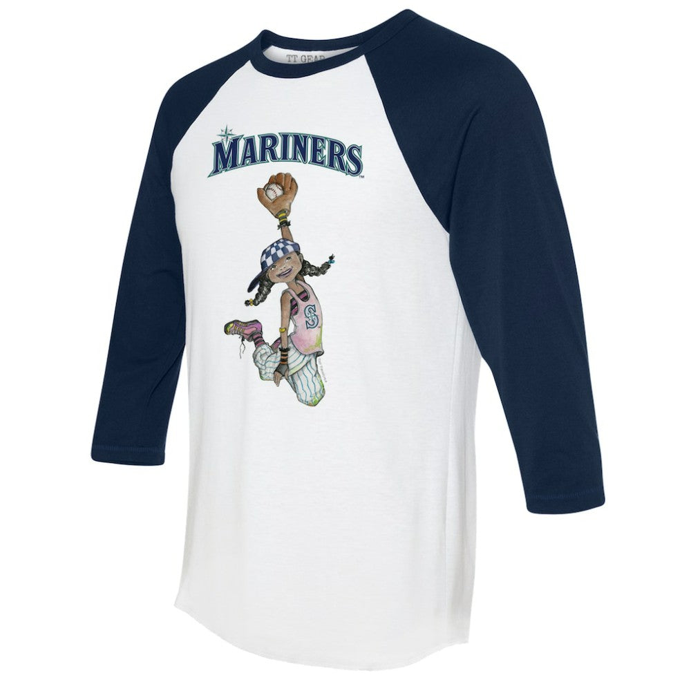 Seattle Mariners Tiny Turnip Women's Jada 3/4-Sleeve Raglan T-Shirt White/Navy