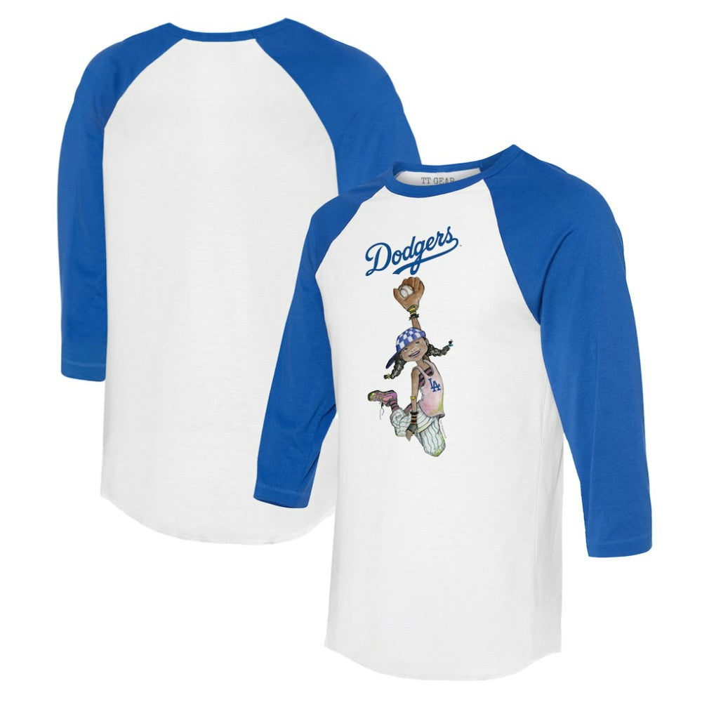 Los Angeles Dodgers Tiny Turnip Women's Jada 3/4-Sleeve Raglan T-Shirt White/Royal