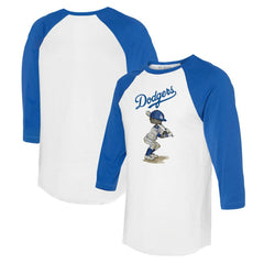 Los Angeles Dodgers Tiny Turnip Women's James 3/4-Sleeve Raglan T-Shirt White/Royal