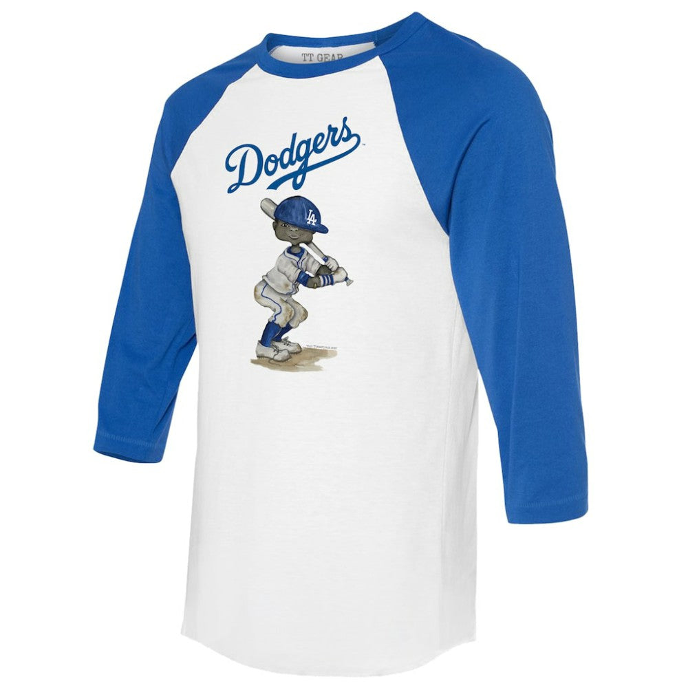 Los Angeles Dodgers Tiny Turnip Women's James 3/4-Sleeve Raglan T-Shirt White/Royal