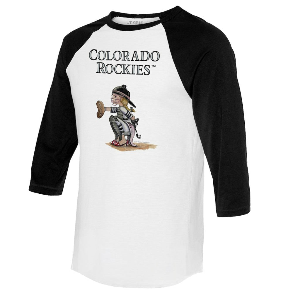 Colorado Rockies Tiny Turnip Women's Kate 3/4-Sleeve Raglan T-Shirt White/Black