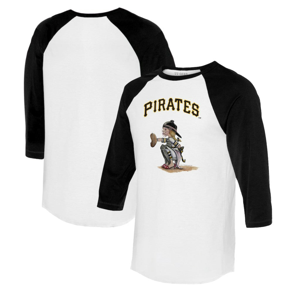 Pittsburgh Pirates Tiny Turnip Women's Kate 3/4-Sleeve Raglan T-Shirt White/Black
