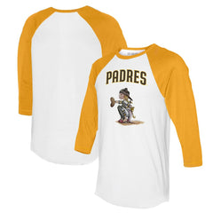 San Diego Padres Tiny Turnip Women's Kate 3/4-Sleeve Raglan T-Shirt White/Gold