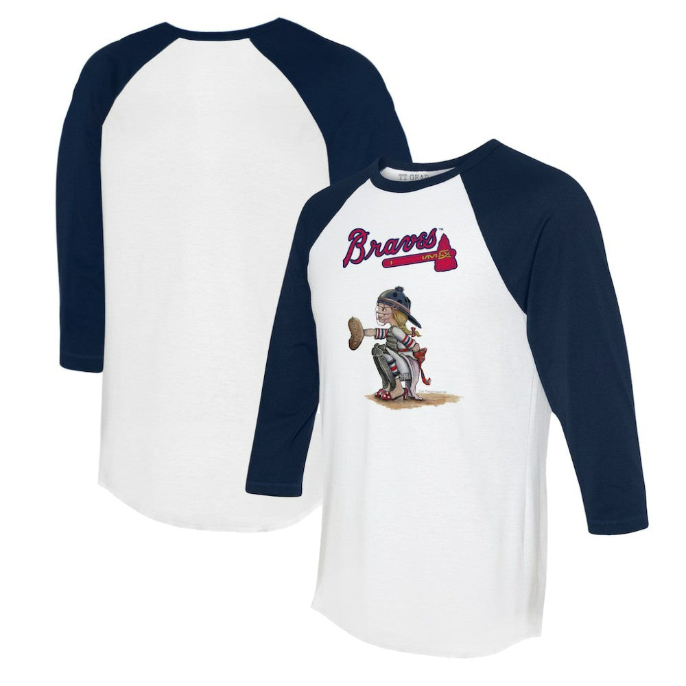 Atlanta Braves Tiny Turnip Women's Kate 3/4-Sleeve Raglan T-Shirt White/Navy