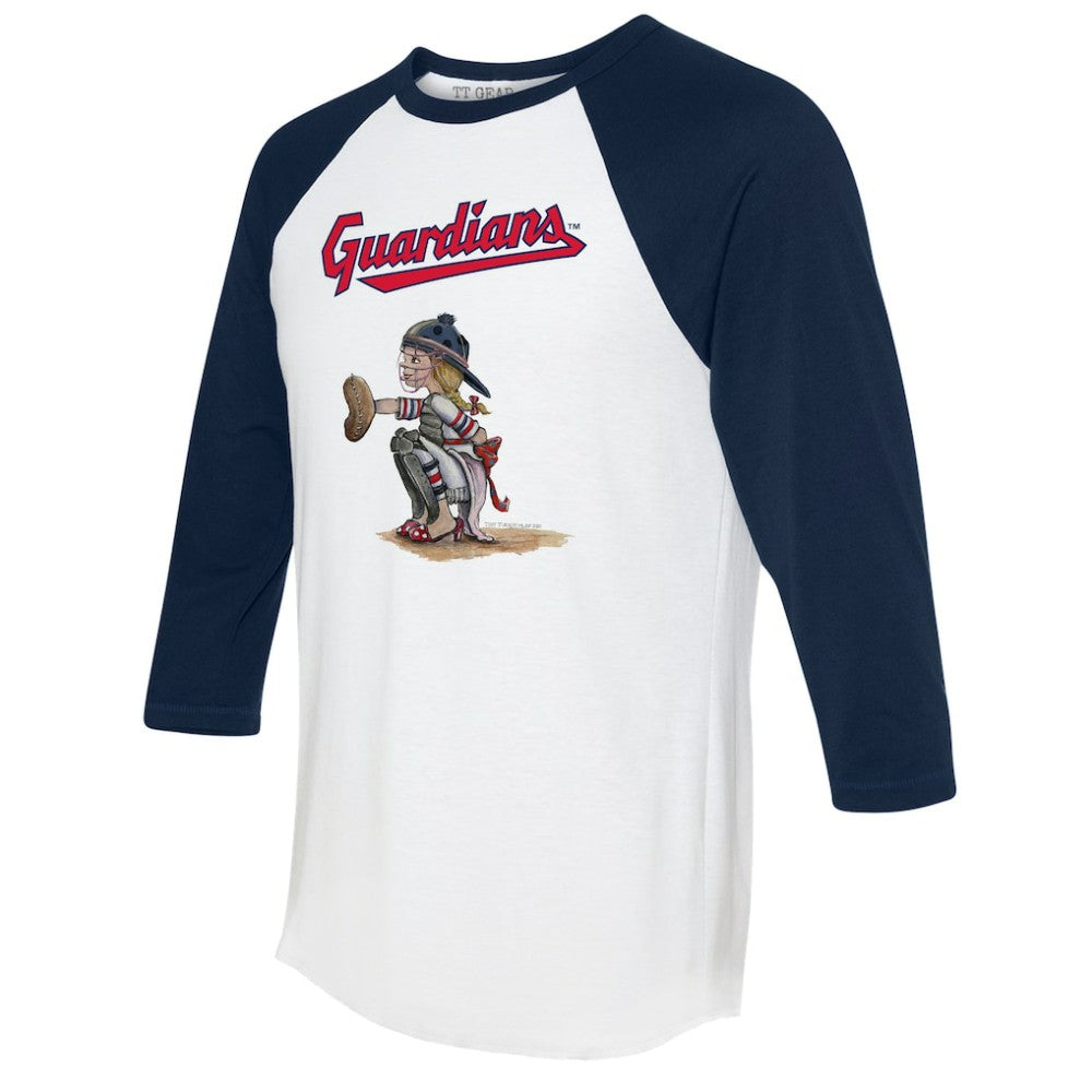Cleveland Guardians Tiny Turnip Women's Kate 3/4-Sleeve Raglan T-Shirt White/Navy
