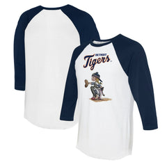 Detroit Tigers Tiny Turnip Women's Kate 3/4-Sleeve Raglan T-Shirt White/Navy