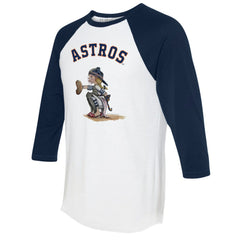 Houston Astros Tiny Turnip Women's Kate 3/4-Sleeve Raglan T-Shirt White/Navy
