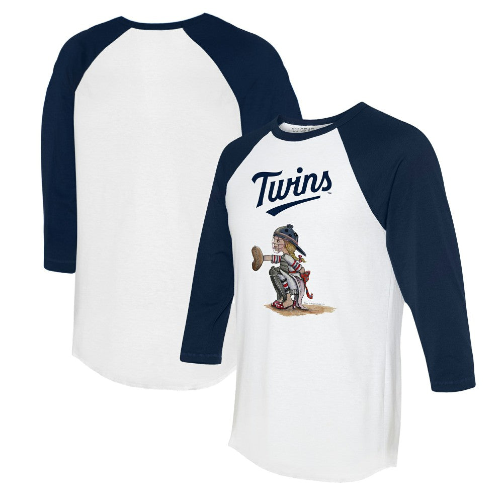 Minnesota Twins Tiny Turnip Women's Kate 3/4-Sleeve Raglan T-Shirt White/Navy