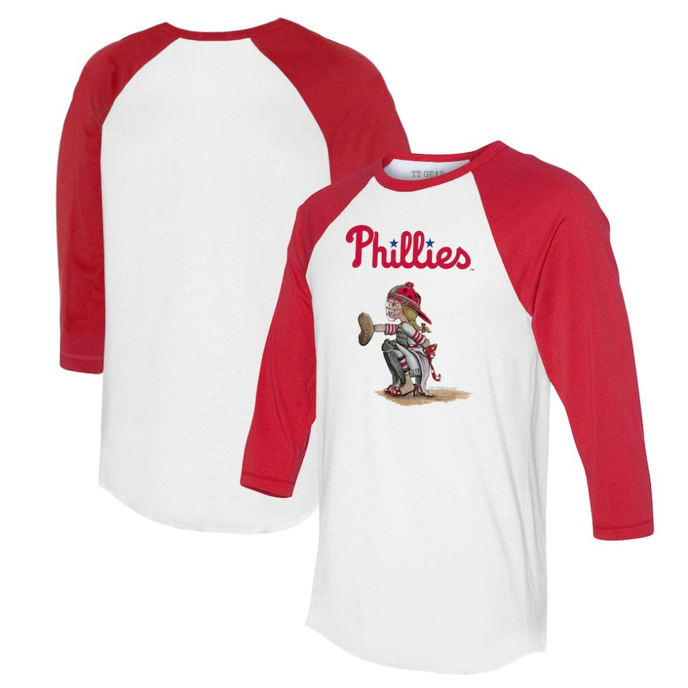 Philadelphia Phillies Tiny Turnip Women's Kate 3/4-Sleeve Raglan T-Shirt White/Red