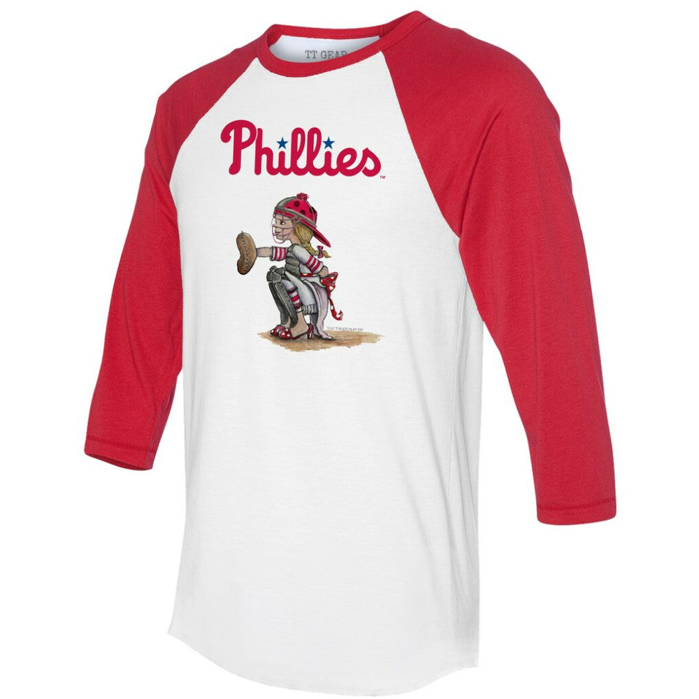 Philadelphia Phillies Tiny Turnip Women's Kate 3/4-Sleeve Raglan T-Shirt White/Red