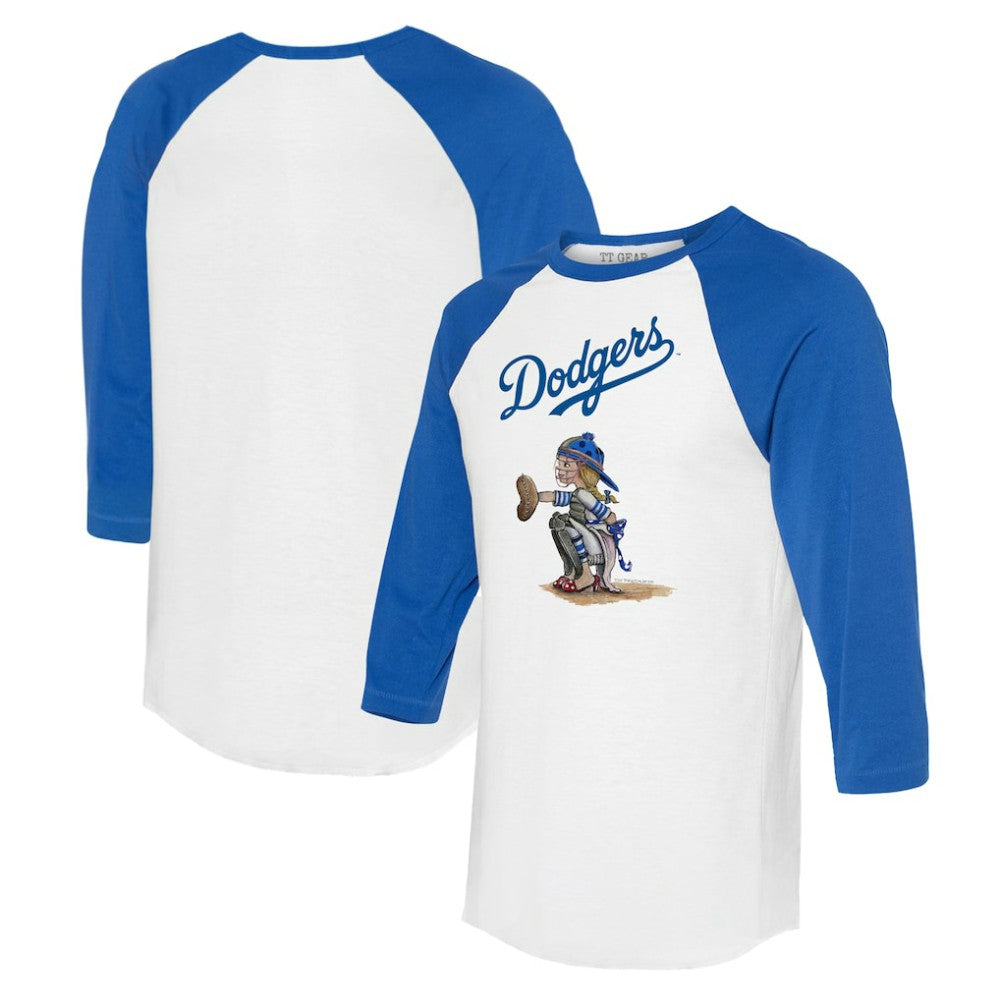 Los Angeles Dodgers Tiny Turnip Women's Kate 3/4-Sleeve Raglan T-Shirt White/Royal