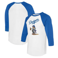 Los Angeles Dodgers Tiny Turnip Women's Kate 3/4-Sleeve Raglan T-Shirt White/Royal