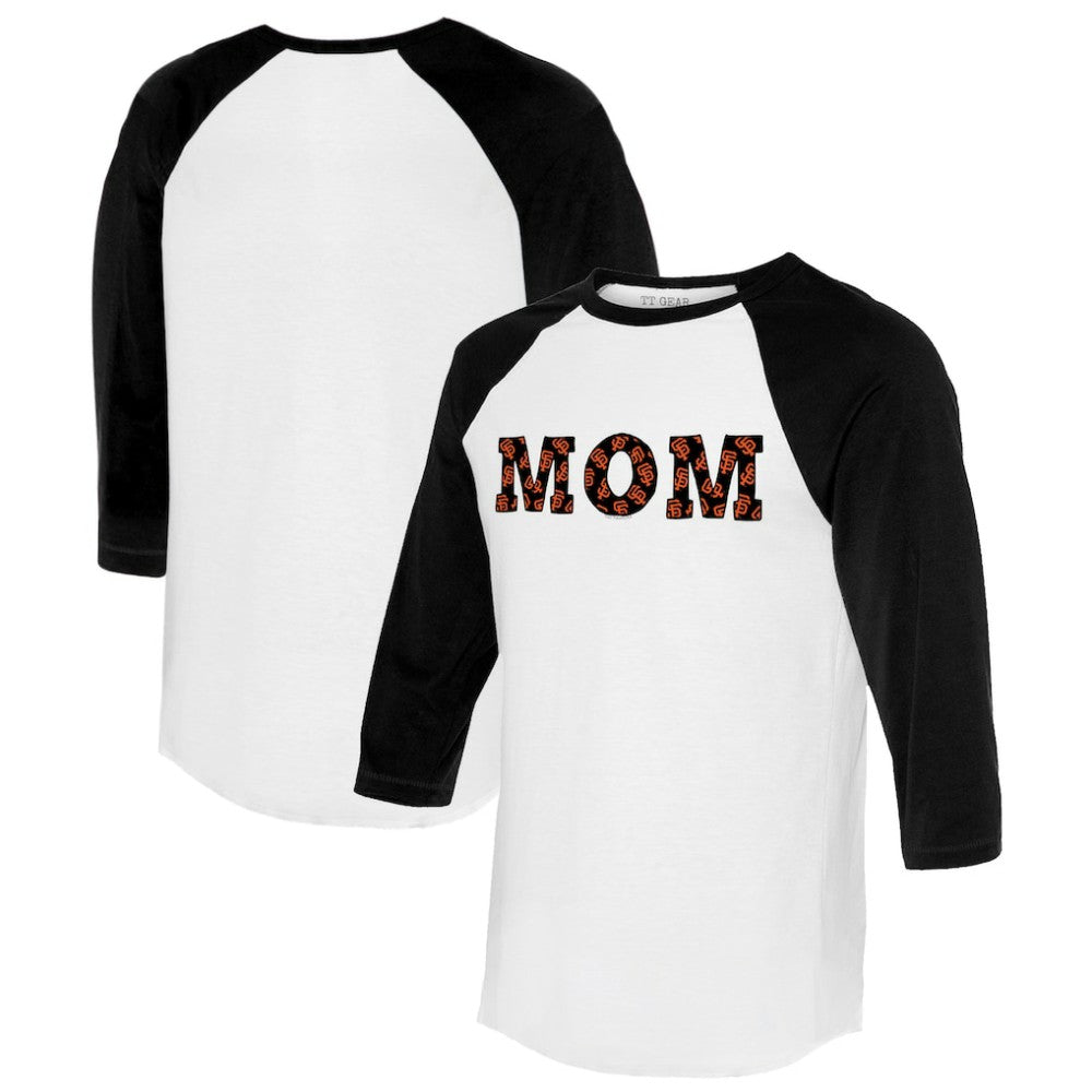 San Francisco Giants Tiny Turnip Women's Logo Mom 3/4-Sleeve Raglan T-Shirt White/Black