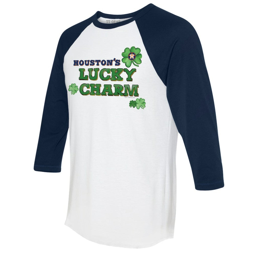 Houston Astros Tiny Turnip Women's Lucky Charm 3/4-Sleeve Raglan T-Shirt White/Navy