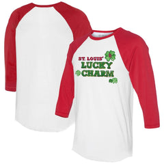 St. Louis Cardinals Tiny Turnip Women's Lucky Charm 3/4-Sleeve Raglan T-Shirt White/Red