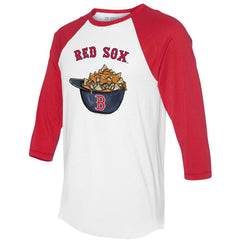 Boston Red Sox Tiny Turnip Women's Nacho Helmet 3/4-Sleeve Raglan T-Shirt White/Red