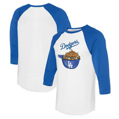 Los Angeles Dodgers Tiny Turnip Women's Nacho Helmet 3/4-Sleeve Raglan T-Shirt White/Royal