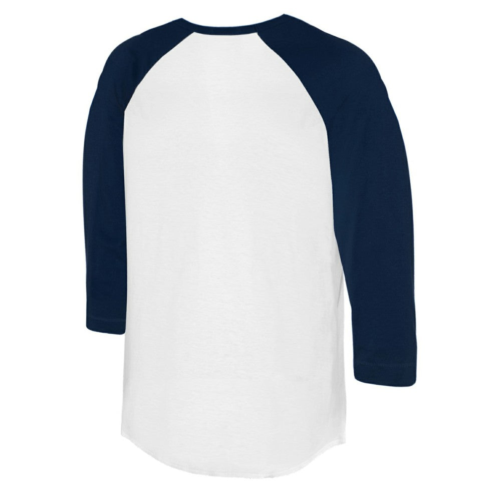 Milwaukee Brewers Tiny Turnip Women's Peace Love Baseball 3/4-Sleeve Raglan T-Shirt White/Navy