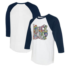 Minnesota Twins Tiny Turnip Women's Peace Love Baseball 3/4-Sleeve Raglan T-Shirt White/Navy